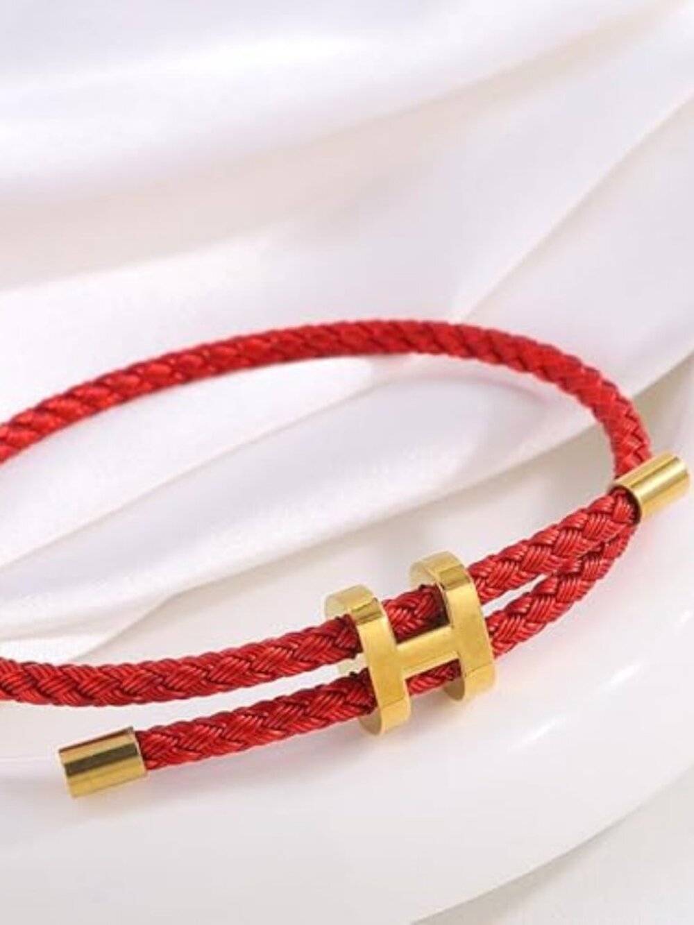 Adjustable Gold-Plated H Buckle Titanium Steel Rope Bracelet Women's Jewelry